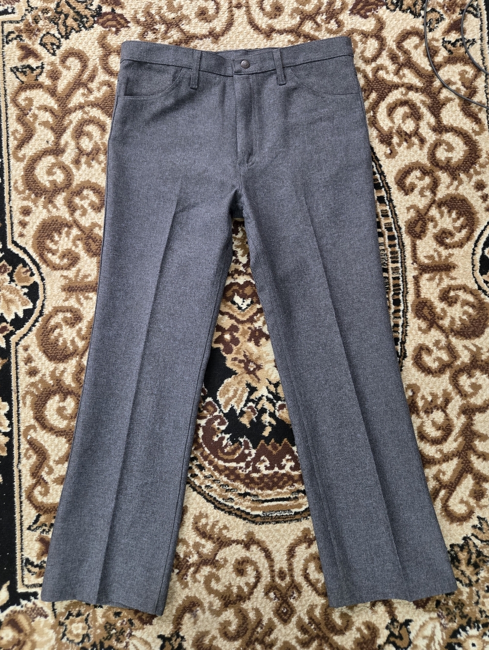 Wrangler Gray Pleated Western Polyester Dress Pants Retro Trousers Slacks Cowboy